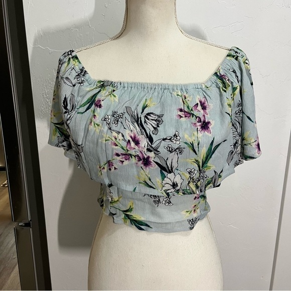 Band of Gypsies Arica Off The Shoulder Floral Cropped Top Small - Picture 2 of 14